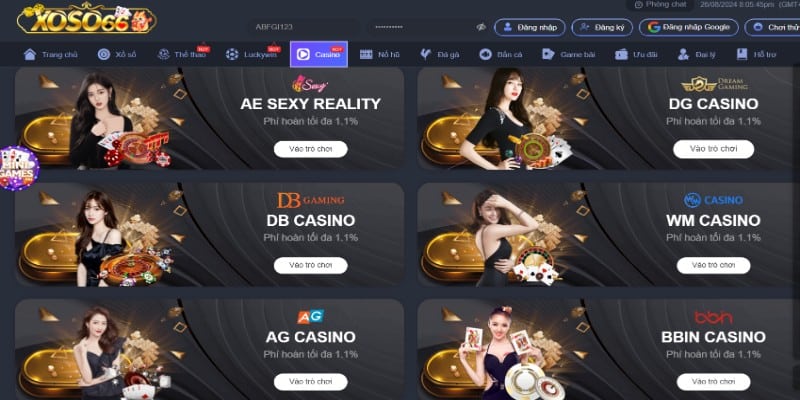 Ưu điểm sảnh cược casino Xoso66